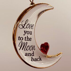 Love You to the Moon Ornament Crescent Moon Crystal Gift
